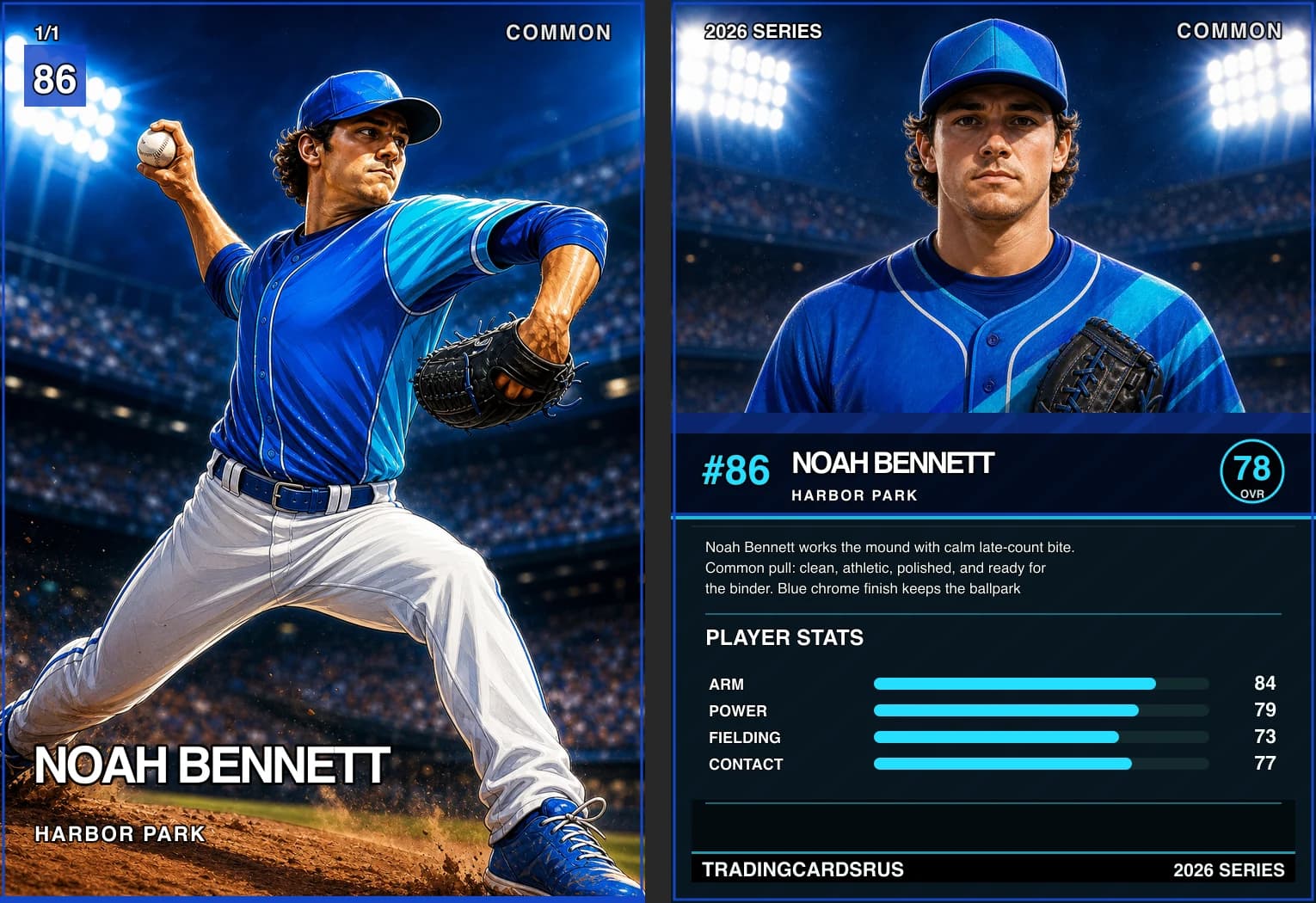 Digital custom trading card shown from the front and back