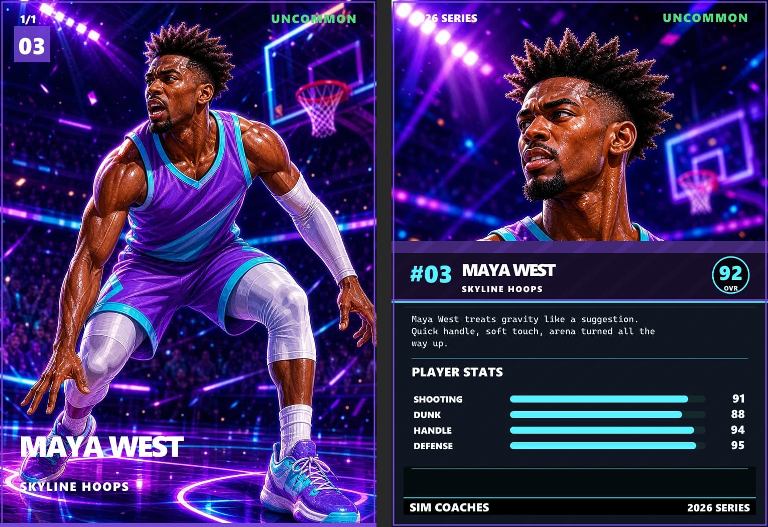 Front-and-back card produced by the online trading card maker