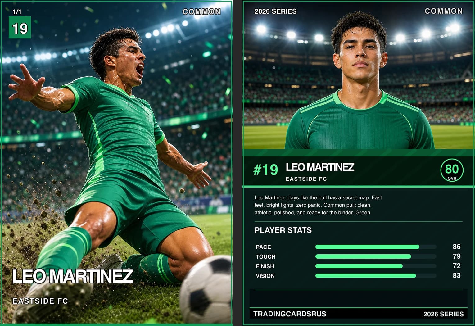 Example custom soccer trading card